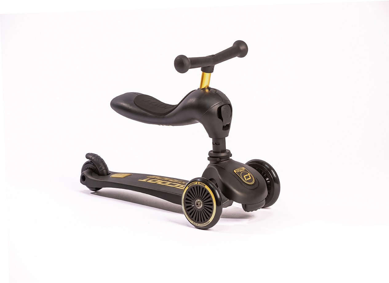 Trotineta copii transformabila 2 in 1 HighwayKick 1 Lifestyle Black Gold Limited Scoot & Ride